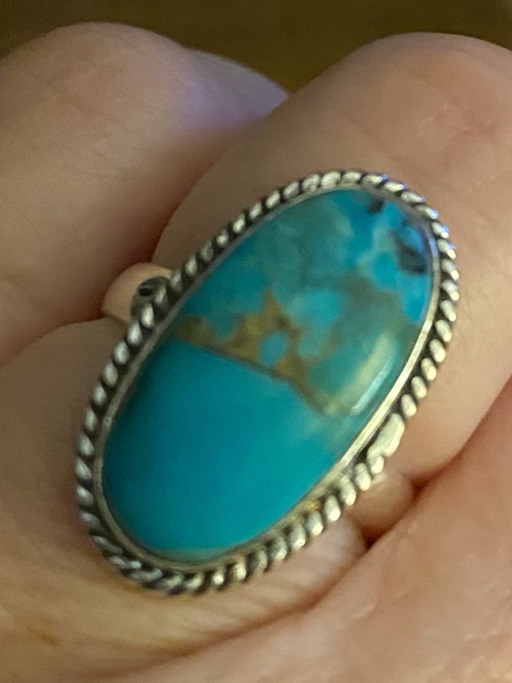 Kingman Turquoise Ring Set In 925 Sterling Silver Size 8 R13 - Picture 2 of 7